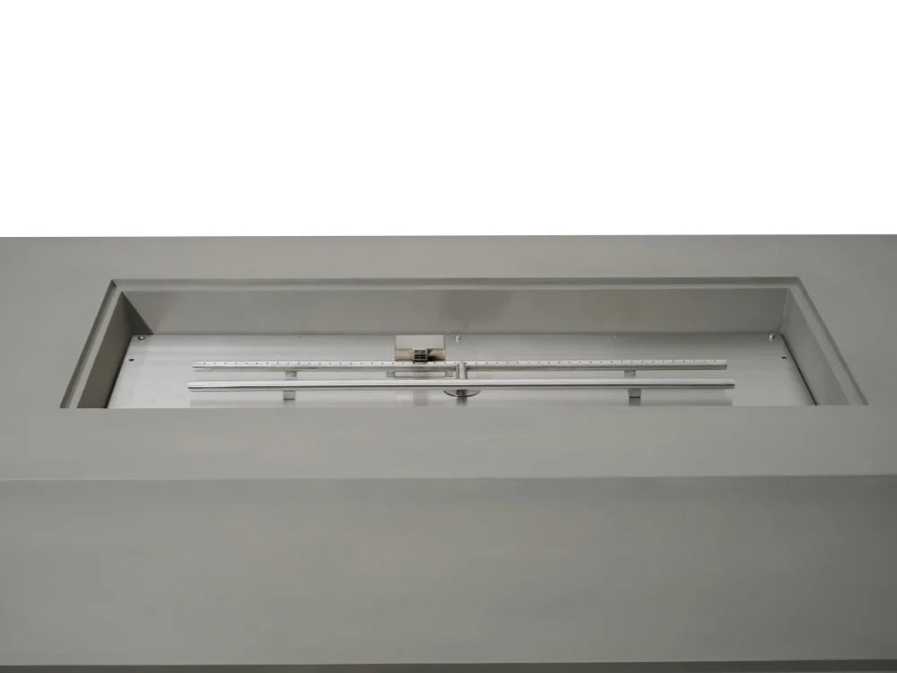 A close-up of a gray rectangular recessed panel containing two horizontal metal rods with a small central adjustment component, shown against a white background.