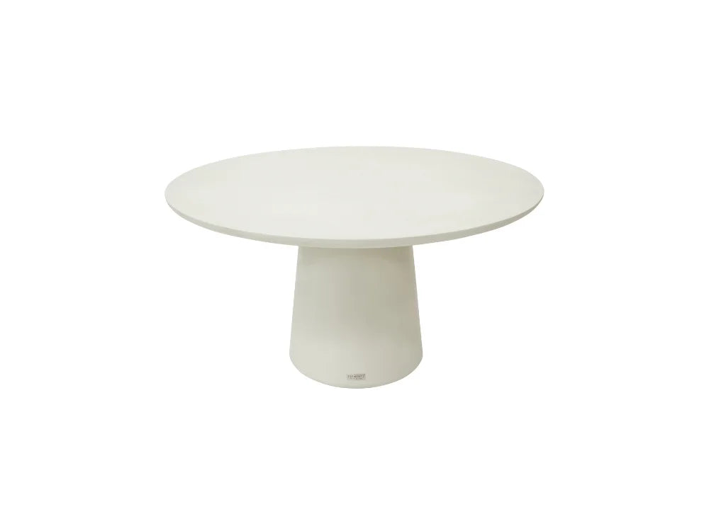 Elementi Rio Round Cream White Concrete Dining Table, shown against a solid white background.