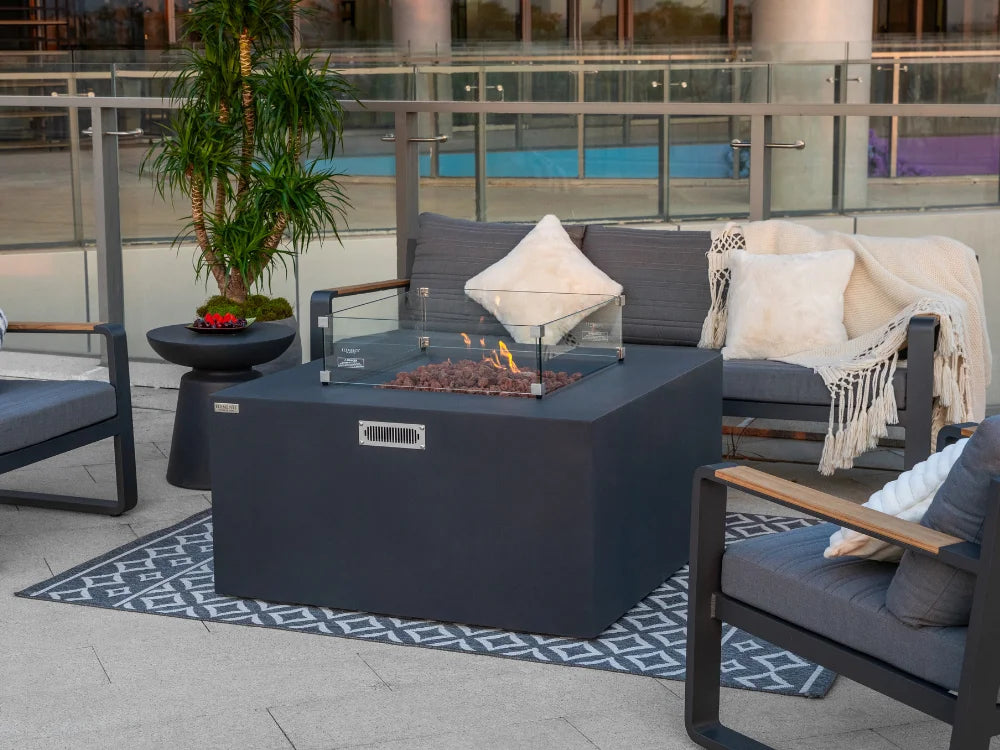 Elementi Rocky Concrete Fire Table with Durable Concrete Finish Built for Outdoor Living