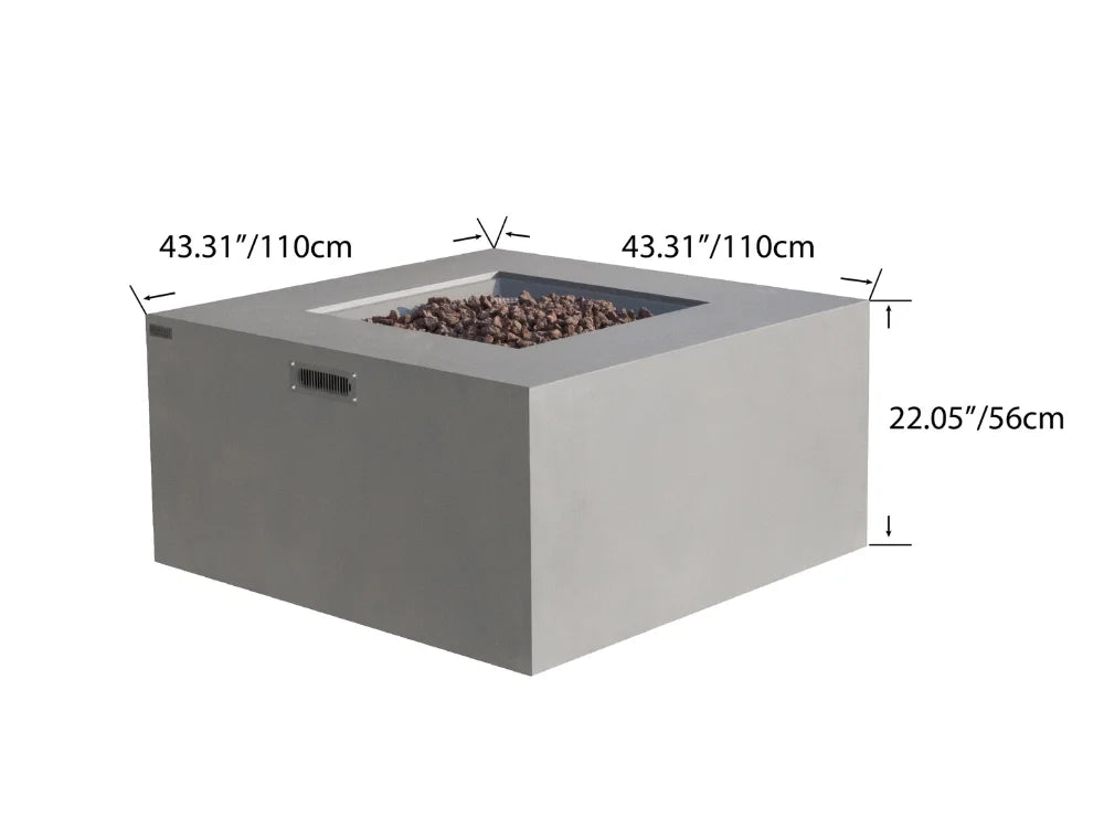 Elementi Rocky Light Gray Fire Table Size