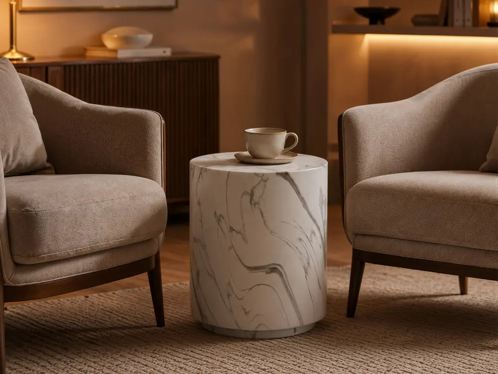 Rome 17.7" Round Concrete Side Table (FEG03)