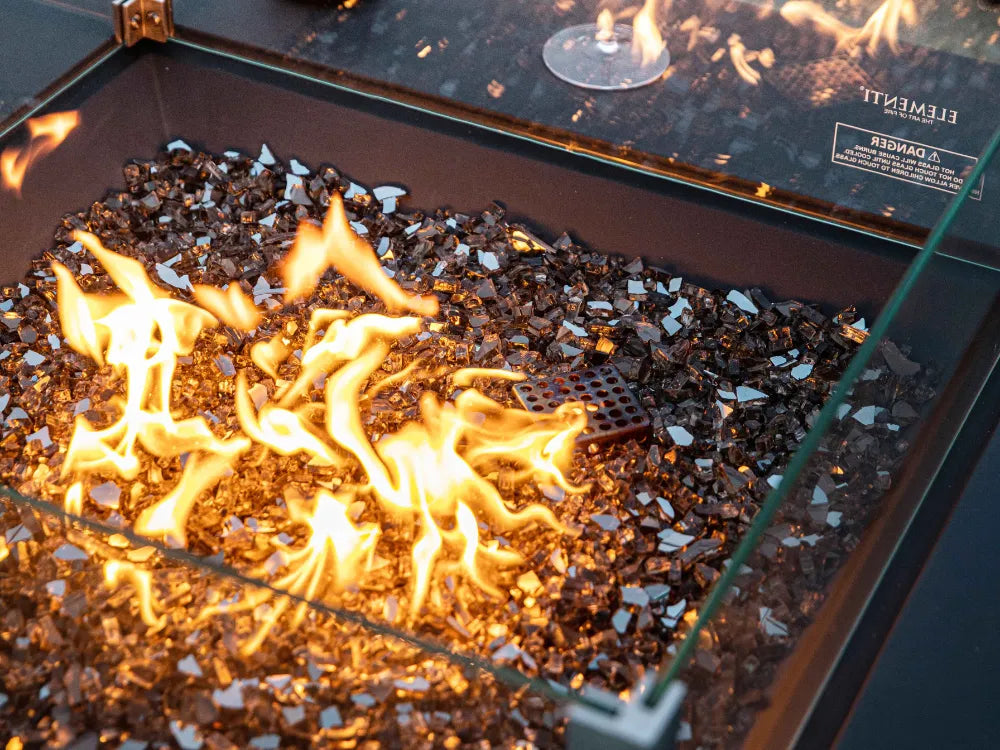 Roraima & Capertree 40" Outdoor Sandstone Fire Pit 60,000 BTU - Includes Fire Glass, Lid & PVC Cover(OFG411)
