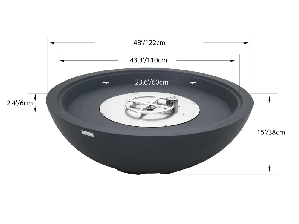 +Rose Bowl 48" Dark Gray Concrete Fire Pit (OFG420DG)