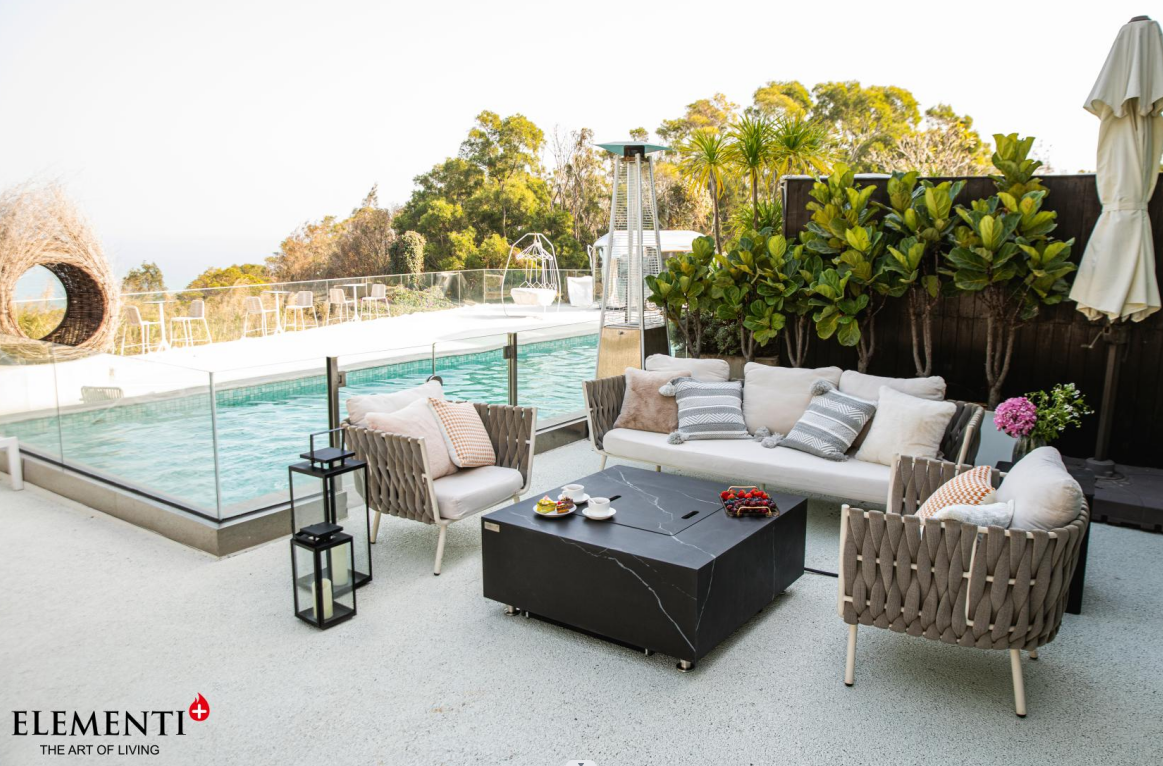 +Sofia 40" Marble Porcelain Fire Table (OFP103BB)
