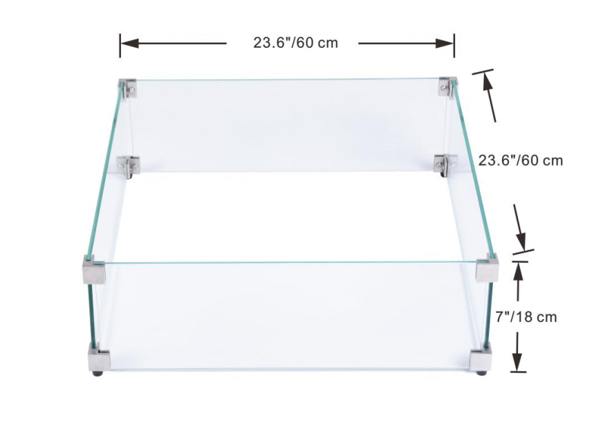 Wind Screen Window Shield for Roraima Fire Table & Uluru & Capertee & Victoria & Bergen & Monte Carlo & Cannes & Lucerne & Bergamo Fire Table(OFG411-WS&OFG413-WS&OFG416-WS&OFG419-WS)
