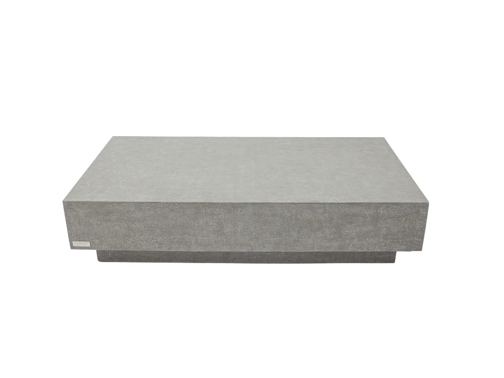 Tevere Modern Rectangular Light Gray Concrete Coffee Table with a textured gray concrete top and a dark gray base, shown from a direct overhead angle on a white background.