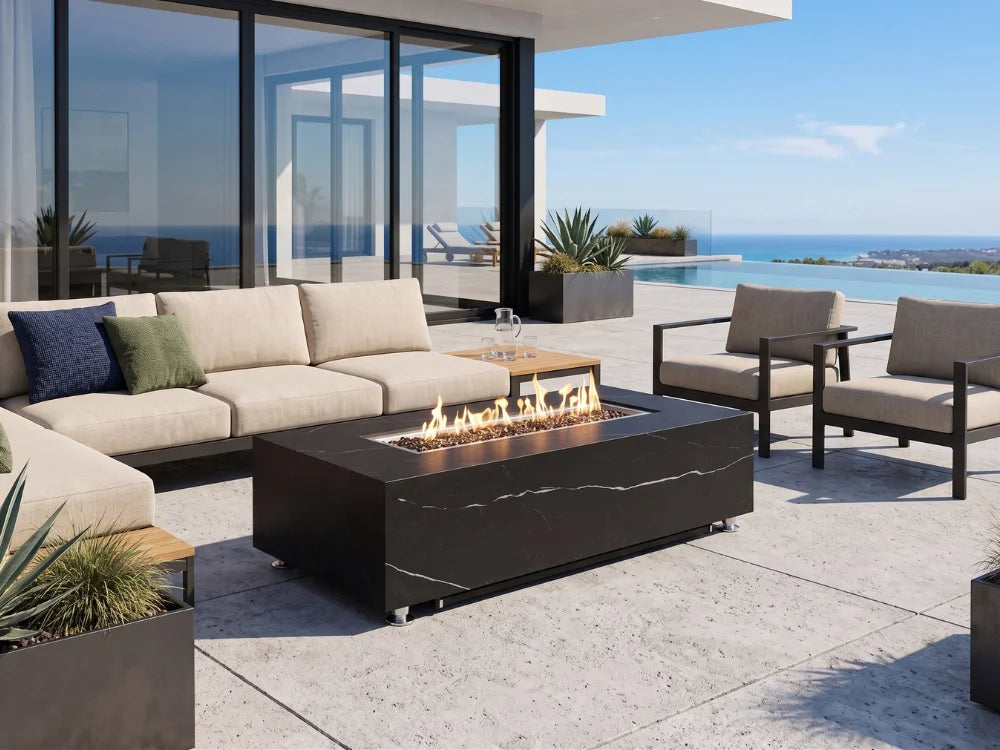 +Varna & Carrara 60" Marble Porcelain Fire Table (OFP121)