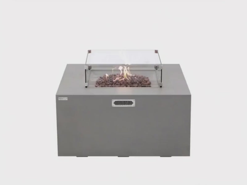 Elementi Rocky Light Gray Concrete Fire Table with Hidden Tank Storage