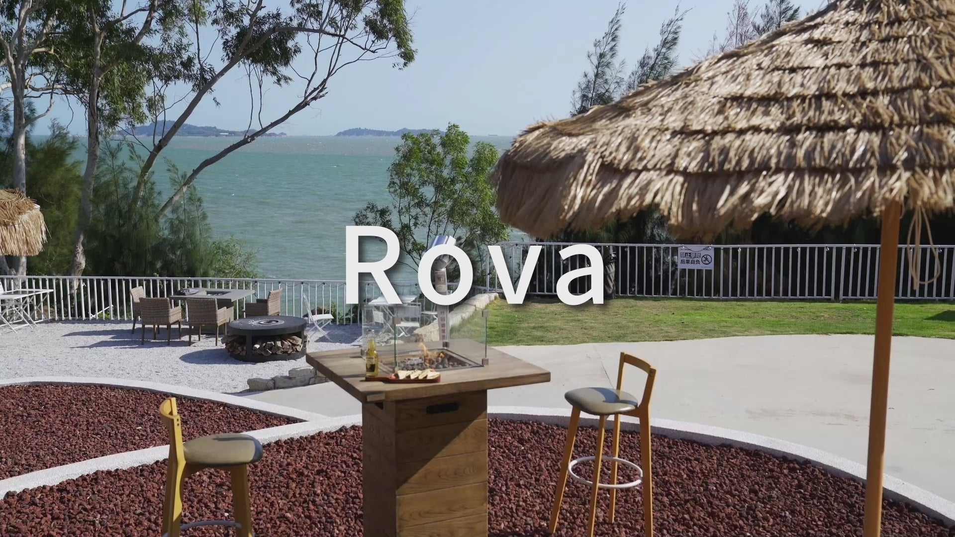 Rova 34" Concrete Propane Bar Fire Table (OFG224RW-LP)