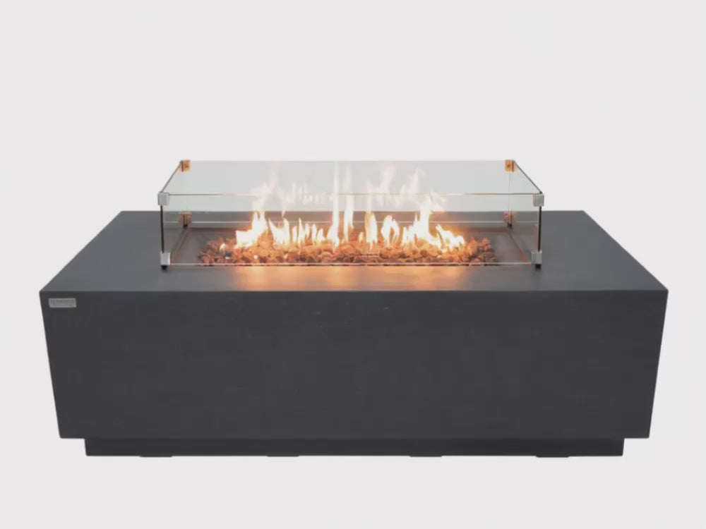Load video: Andes 66" Concrete Fire Table w/ Built-In Tank Storage (OFG309)