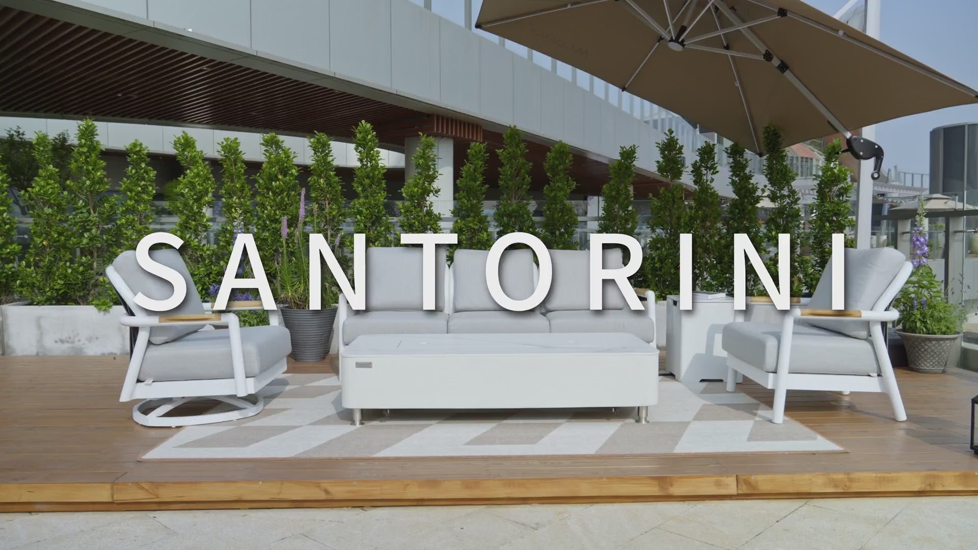 Santorini Outdoor Aluminum 3-Seat Sofa with Sunbrella® Cushions (OS-2501T)