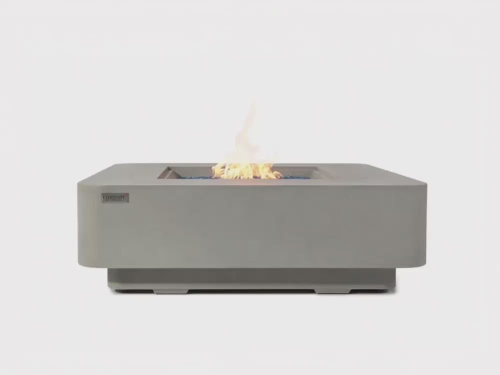 Load video: +Lucerne 42" Light Gray Sandstone Fire Table (OFG419LG)
