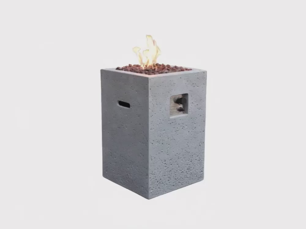 Load video: Boyle 28" Propane Concrete Column Fire Pit (OFG603-LP)