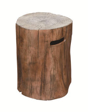 Concrete propane tank cover made from redwood, featuring a natural wood grain finish.