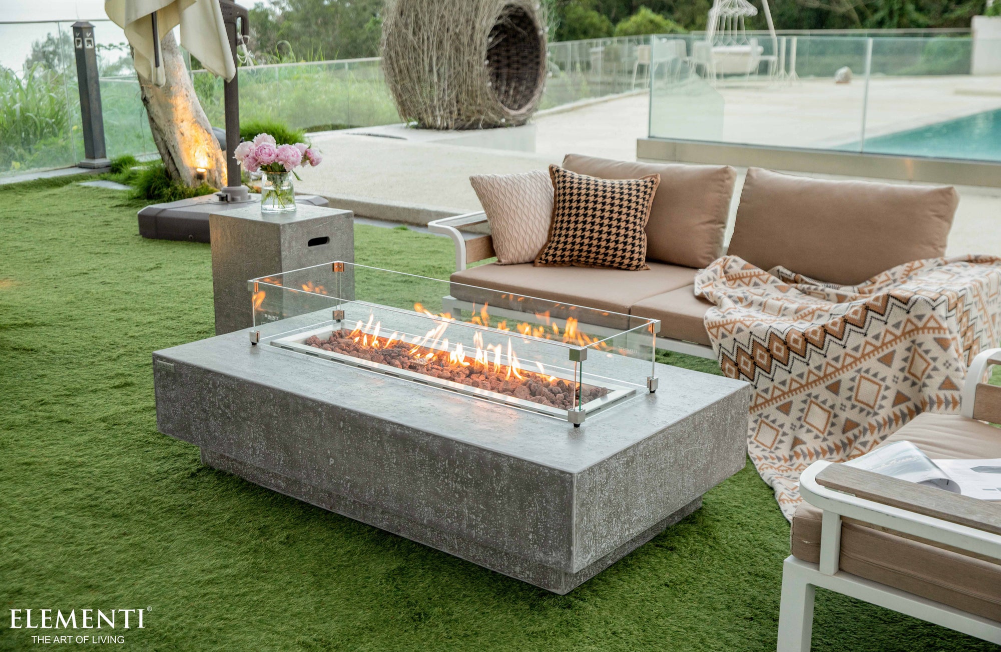 Hampton 56" Light Grey Concrete Outdoor Fire Table (OFG139LG)