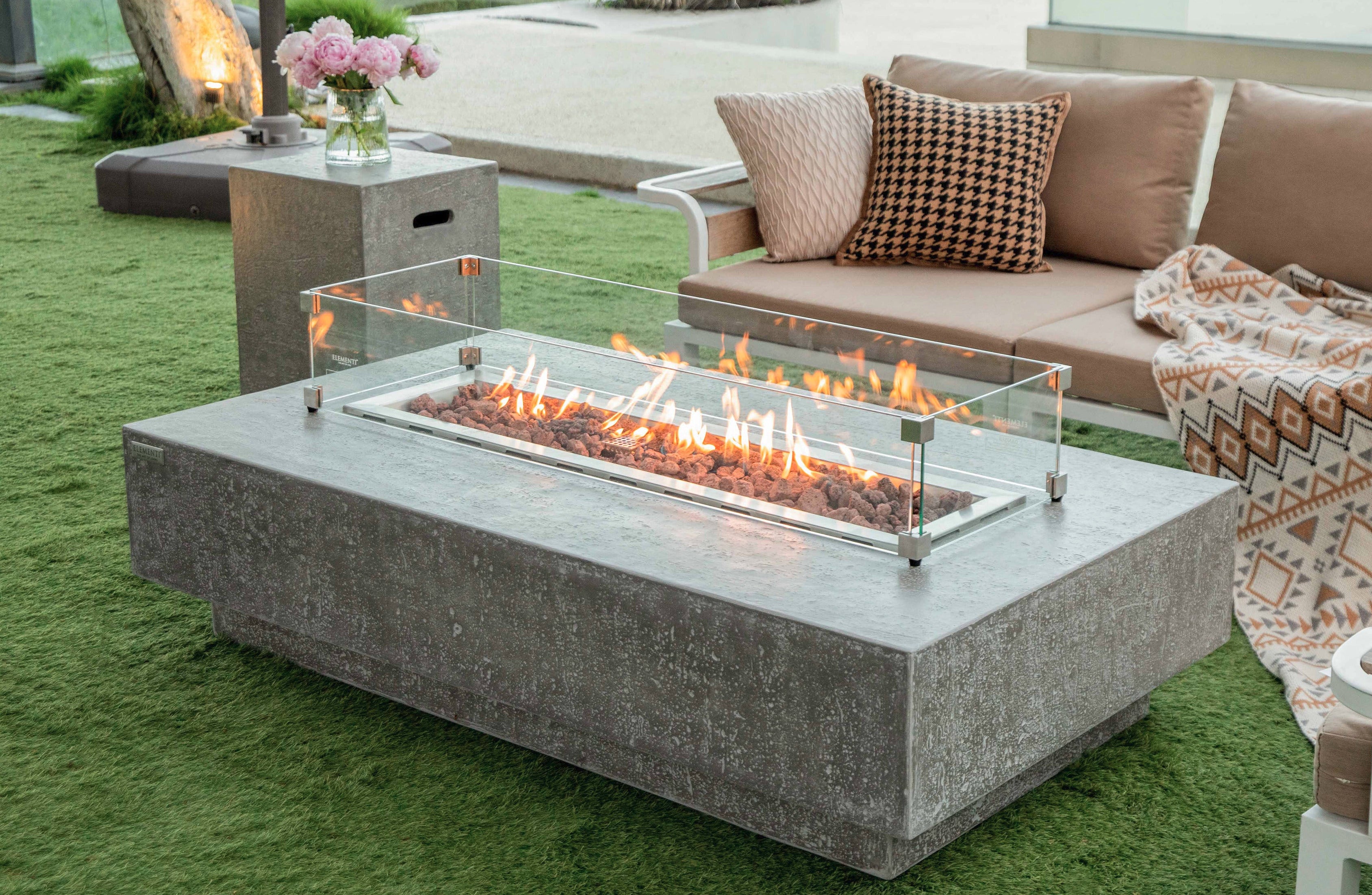 Hampton 56" Light Grey Concrete Outdoor Fire Table (OFG139LG)