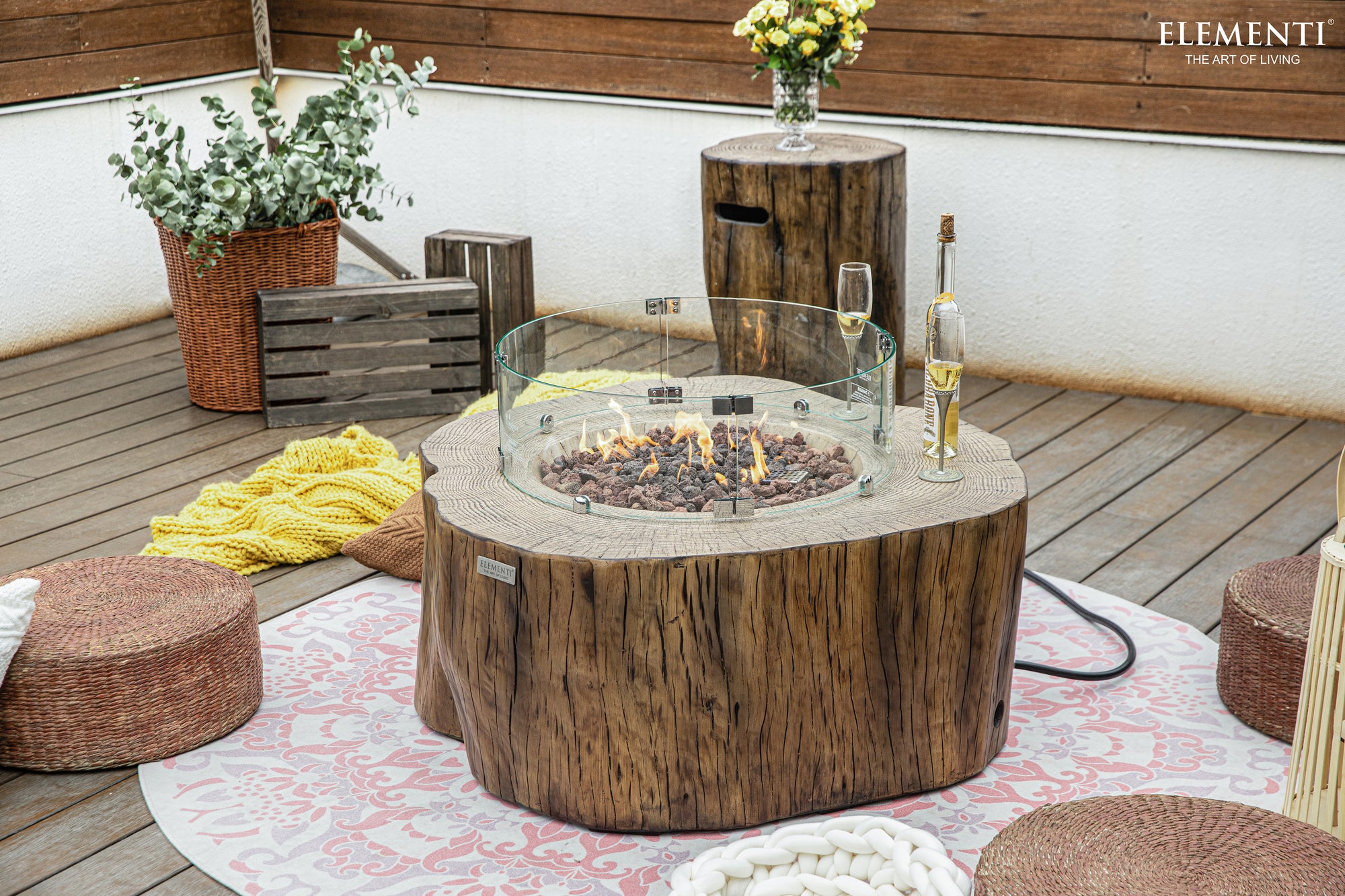 Manchester 42" Redwood Concrete Fire Table (OFG145RW)